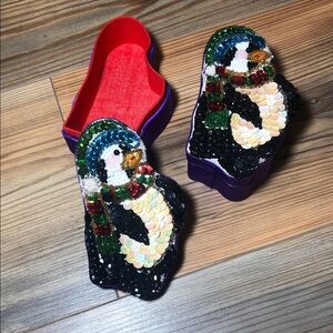 Vintage Sequin Penguin Beaded Embellished Trinket Box Set